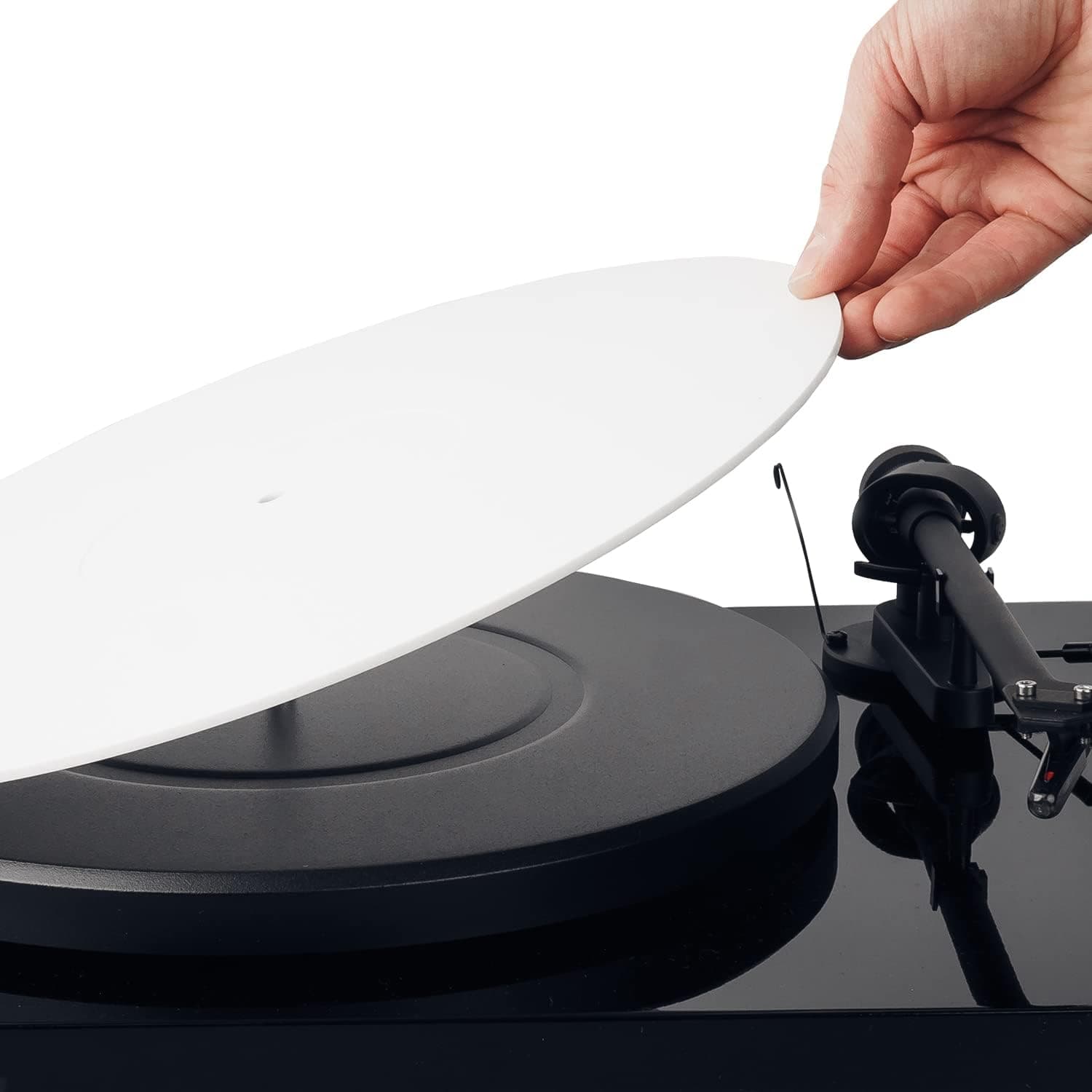 Capa de Tapete de acrílico para toca-discos de vinil branco de 29,8 cm - Tapete de acrílico usinado com precisão com recesso de etiqueta de disco - Tapete para discos padrão de 30,5 cm